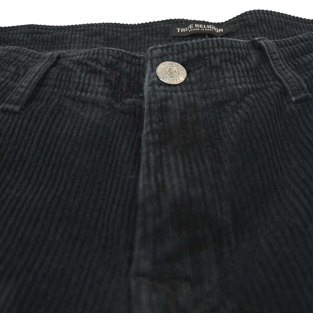 Y2K True Religion Mens 30X31 Vintage Corduroy Pant Black Cargo Horseshoe Skater